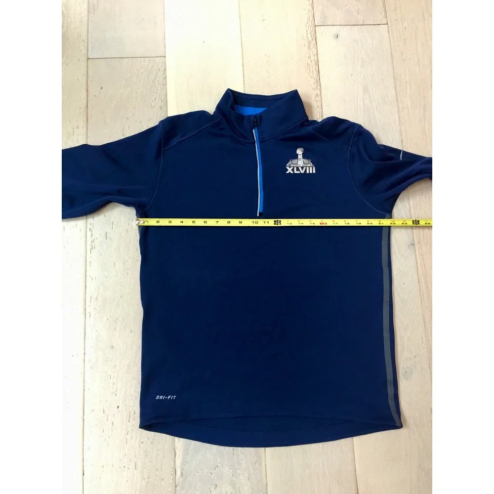 Nike Mens Super Bowl XLVIII Dri-FIT Quarter Zip Pullover Navy Medium Seahawks